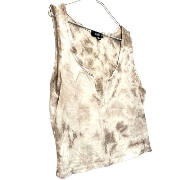 Missguided Tie Dye Notched Neck Sleeveless Crop Tank Top Taupe Size 12 - Picture 2 of 4